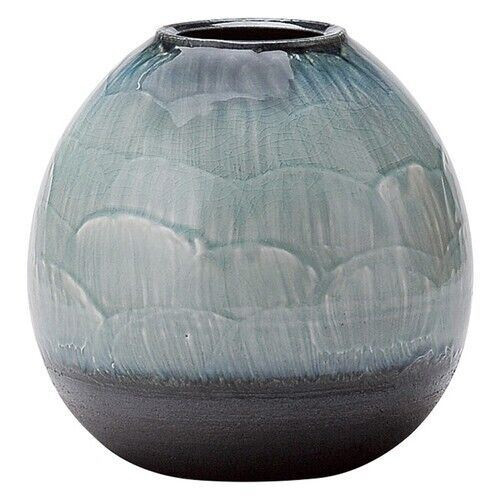 Shigaraki yaki ware Japanese flower pot vase Handcraft Seigaiha Blue wave Japan