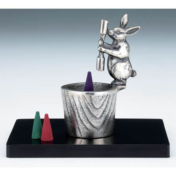 Incense pot Zodiac Rabbit Japanese Takaoka metalcraft Zuiho Mochitsuki Japan
