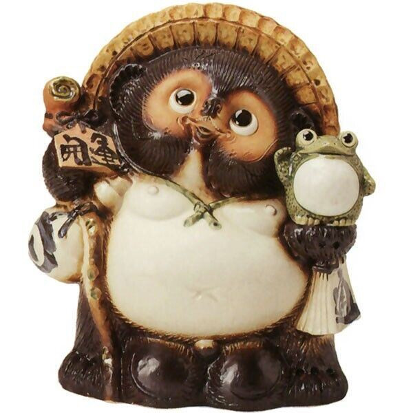 Tanuki Shigaraki yaki ware Japanese Chinese Racoon DogKaeru Flog Tanuki 12in