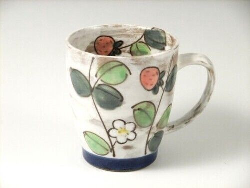 Arita yaki ware Japanese Coffee Tea Mug cup Wildstrawberry Kohiki White Blue