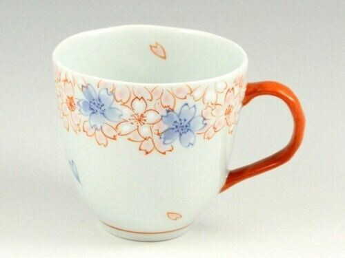 Arita yaki ware Japanese Coffee Mug cup Somenishiki Cherry Sakura Red