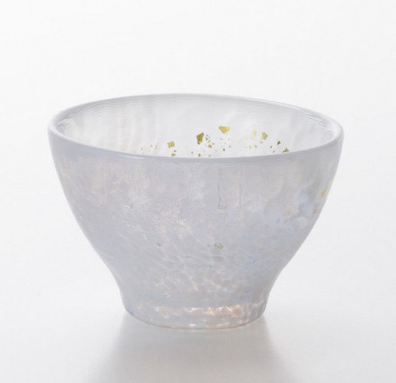 Guinomi OchokoTsugaru Vidro Japanese Sake cup snowflakes Watayuki Made in Japan