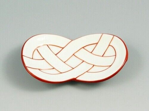 Arita yaki ware Japnaese Small plate Mame zara Red Line Fukuro Awaji Japan