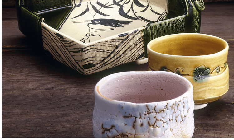 Seto and Mino-yaki pottery with traditional Japanese glazes