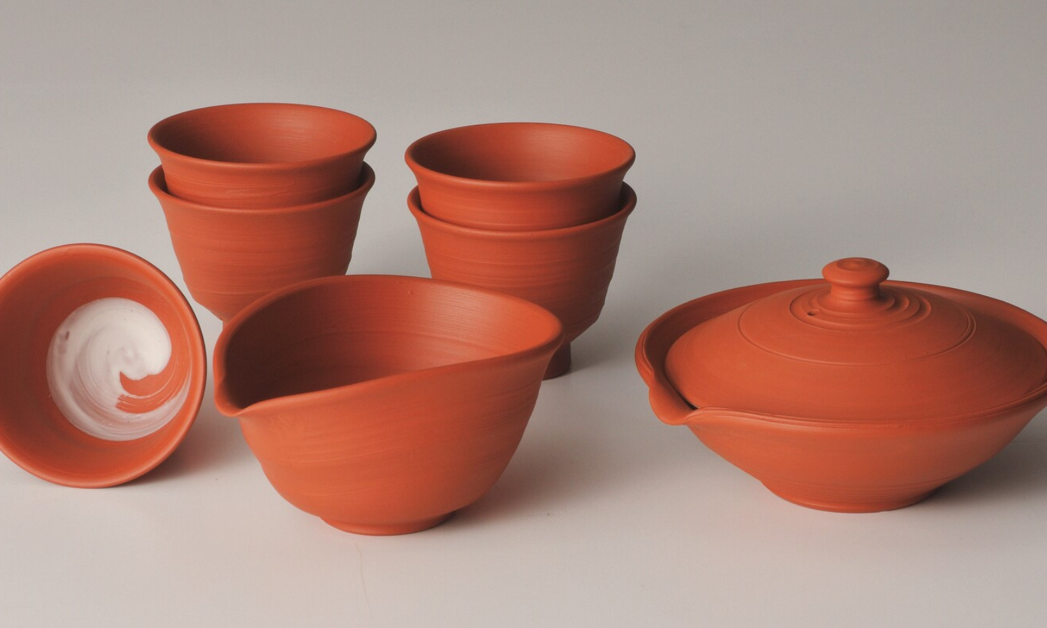 Tokoname-yaki Japanese pottery with natural clay tones