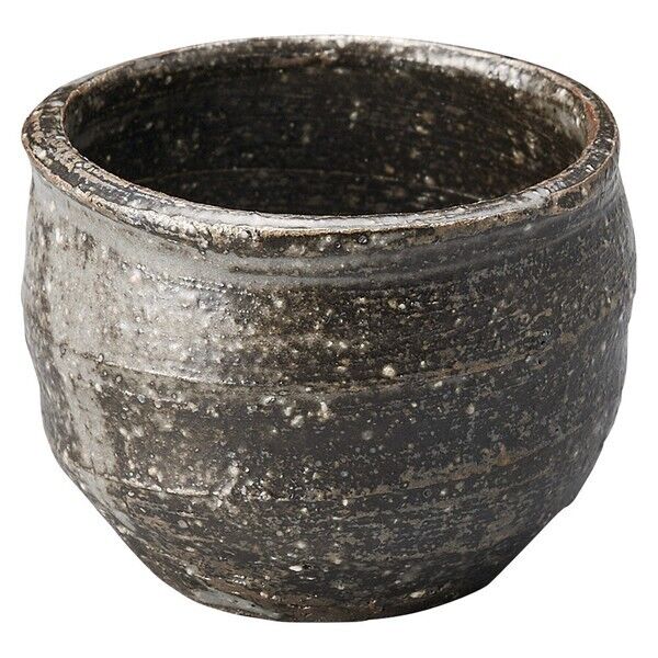 Shigaraki yaki ware Guinomi Japanese pottery Sake cup Black Hagane