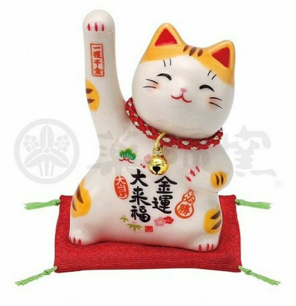 Maneki neko Lucky cat Winning Happy fortune Long Right paws Japan H7cm