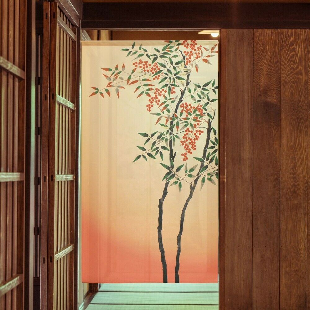 Noren Japanese Door Curtain 150*85cm Polyester Nanten Tree Nandina