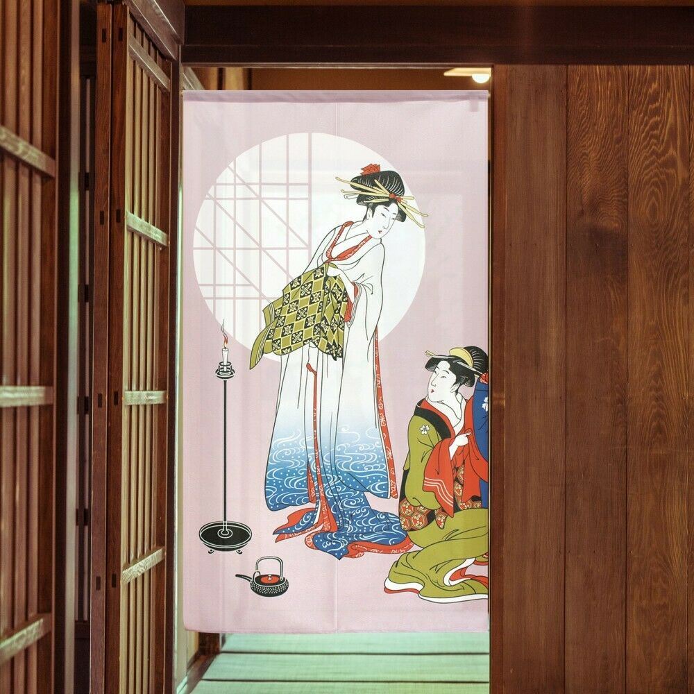 Japanese noren curtain Ukiyoe Hanakai Oiran