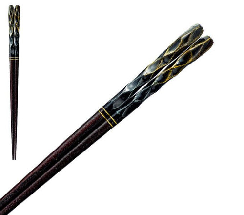 Wakasa-nuri Brilliant Kikou black lacquered chopsticks, size L