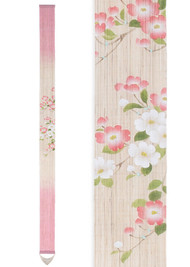 Kyoto Tapestry Wall Hanging Handpainted Linen Spring Dogwood blossom Japan