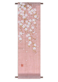 Kyoto Hangin scroll Kakejiku Tapestry Handpaint Weeping Cherry blossom Japan