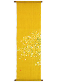 Kyoto Hangin scroll Kakejiku Tapestry Handpaint Spring Mimosa Yellow Japan