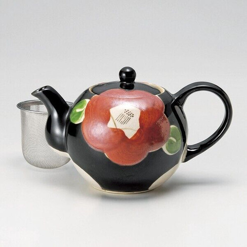 Mino ware kyusu, iro-e tenmoku camellia
