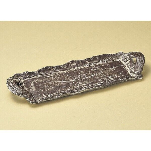 Japanese Kaiseki Long Plate Dish Mino Ware Carbonized Chigiri japanese-kaiseki-long-plate-dish-mino-ware-carbonized-chigiri