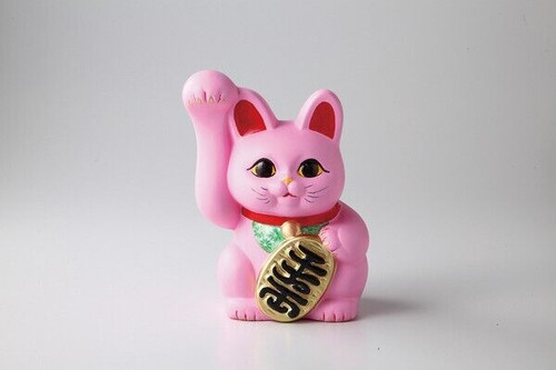 Maneki neko Japanese Lucky cat Tokoname yaki ware Japan Pink