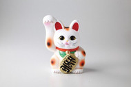 Maneki neko Japanese Lucky cat Tokoname yaki ware Japan Calico Right hand 8.6in