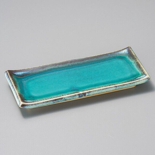 Mino appetizer plate, turquoise blue glaze