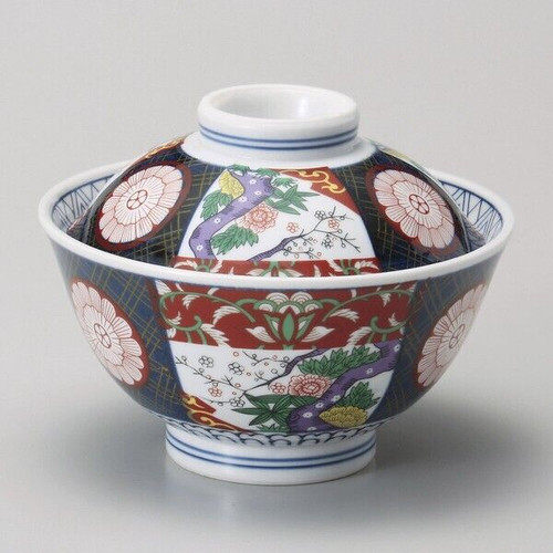 Mino lidded donburi, gold peony
