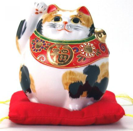 Japanese Maneki neko Lucky cat Kutani yaki Porcelain Tortoiseshell