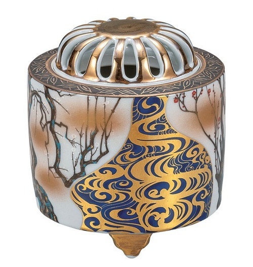Brûle-encens Japonais Koro Kutani Yaki Ware - Or Hanatsume, 3,5 Go, Fait Main