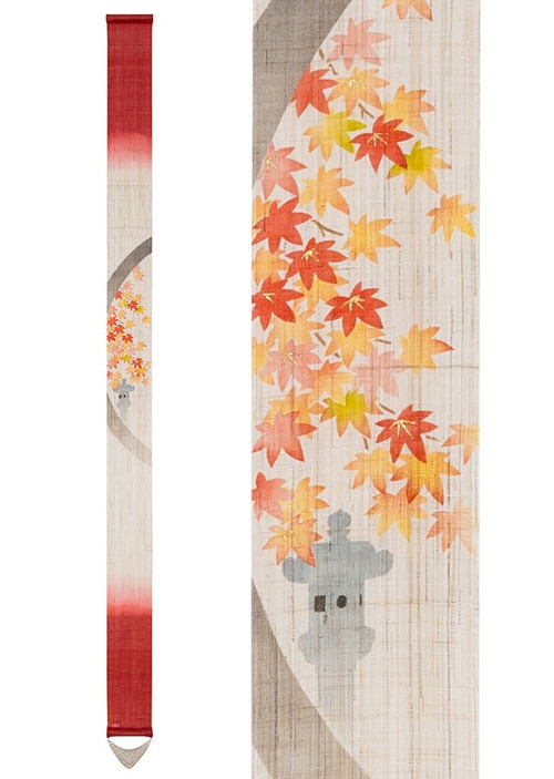 Kyoto tapestry, autumn leaves in a round window