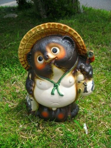 Fuku Happy Tanuki Japanese Raccoon Dog Shigaraki yaki pottery doll
