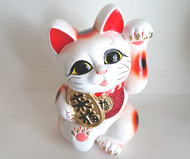 Maneki neko Japanese lucky cat 7" TOKONAME yaki dancing made in japan H23cm