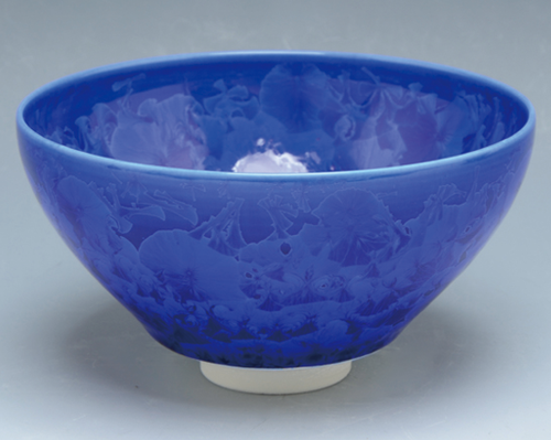 Kiyomizu matcha chawan, ruri blue crystal glaze