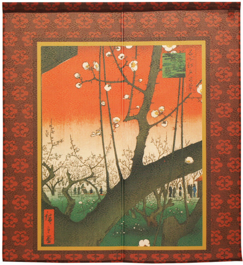 Noren Tapestry Door Curtain Utagawa Hiroshige Japan Kameido Plum 90x85