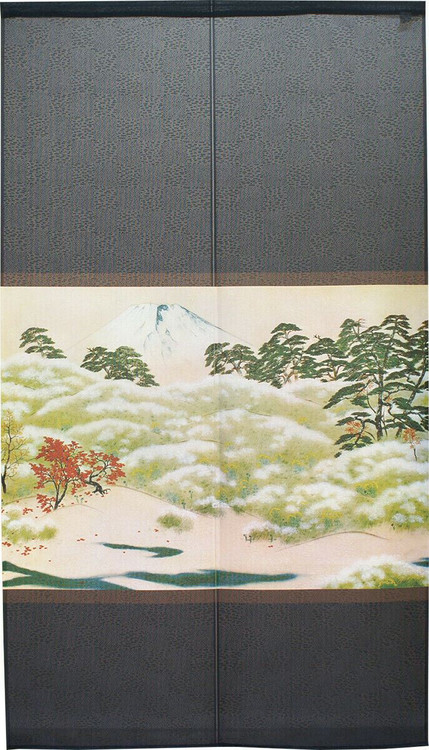 Noren Japanese Hanging Curtain Tapestry Sacred Peak Autumn1 Gray Taikan ...