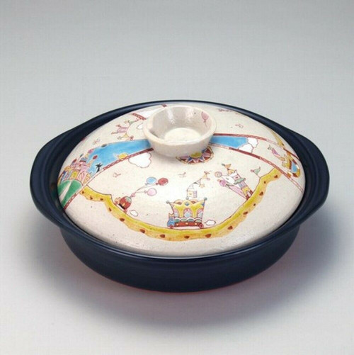 Donabe Japanese Ceramic Hot pot Kutani yaki Banko yaki King Motif Japan