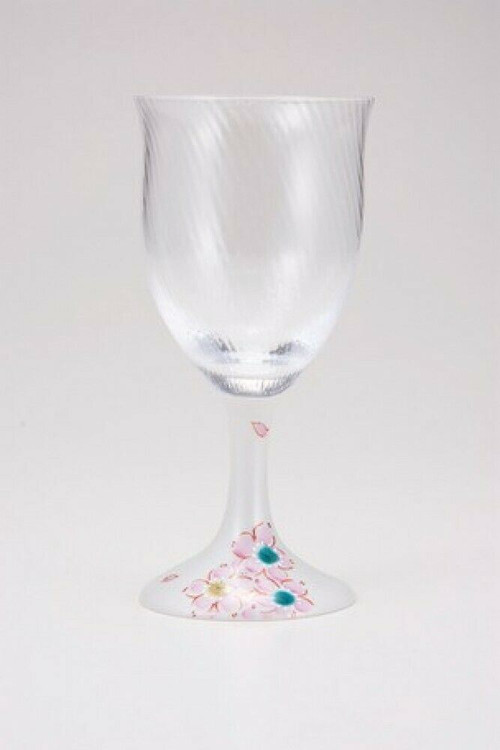 Edo glass Kutani yaki Waglass Japanese Wine glass goblet Sakura Silver