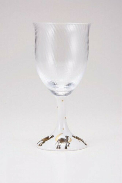 Edo glass Kutani yaki Waglass Japanese Wine glass goblet Camel