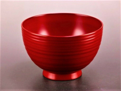 Echizen lacquer owan, red stripes