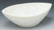 Kyo Kiyomizu yaki ware Japanese sarving bowl Boat shape Crystal flower White