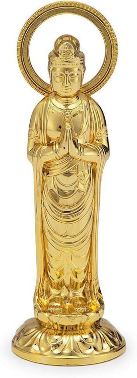 A gilt Kannon Bodhisattva figure cast in Takaoka metal