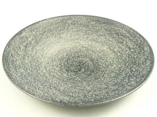 A large round Arita plate with a silvery crystal glaze