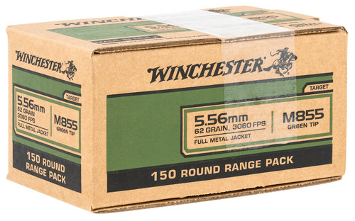 Winchester Lake City M855 5.56 Nato 62gr Green Tip Ammo.  150rd Range Pack, 600rd Case.