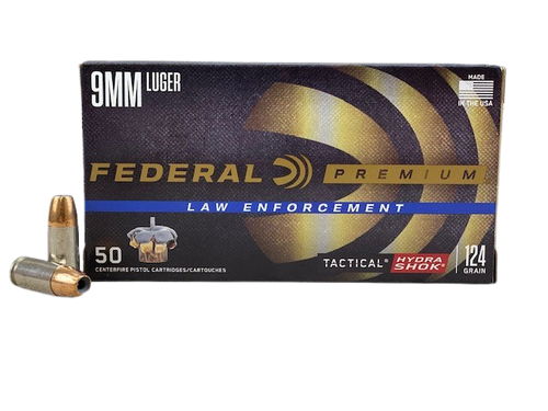 Federal LE Tactical Hydra-SHok 9mm 124gr JHP Self Defense Ammo with Free Shipping!  P9HS1G1