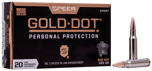 Speer Gold Dot 308 Win 168gr GDSP Self Defense Ammo - 24458