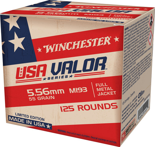 Winchester USA Valor Series 5.56 Nato M193 55gr FMJ AMmo.  USA193125