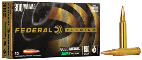 Federal Gold Medal Match 300 Win Mag 190gr SMK Match Ammo with Free Shipping!  GM300WM