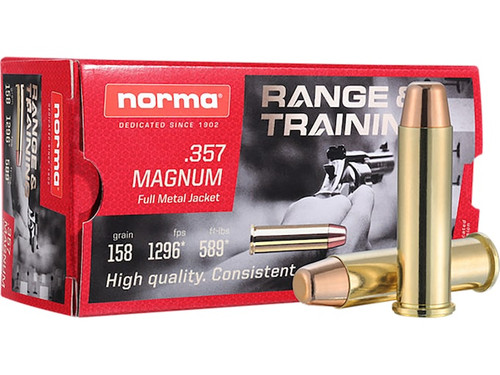 Norma Range & Training 357 Magnum 158gr FMJ Training ammo