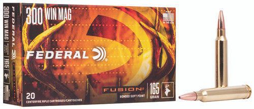 Federal Fusion 300 Win Mag 165gr Fusion Soft Point Hunting Ammo.  Federal F300WFS2