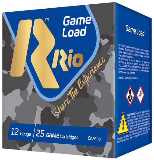 Rio Game Load High Velocity 12 Gauge 1 1/8oz Shot Shells, 250rd Case.