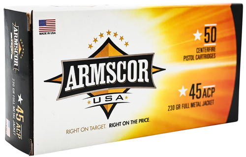 Armscor 45 ACP 230gr FMJ Training Ammo.  FAC4512N
