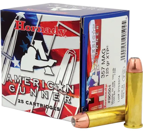 Hornady American Gunner 357 Magnum 125gr XTP JHP Self Defense Ammo.  90504