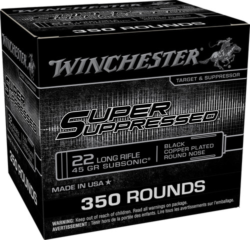 Winchester Supper Suppressed  22LR 45gr Black Copper Plated Round Nose Subsonic Ammo. SUP22LRB2