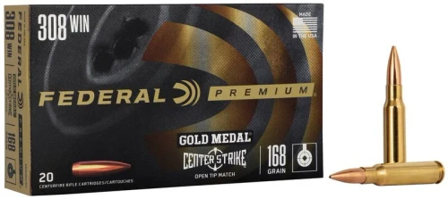 Federal Gold Medal Center Strike 308 Win 168gr Open Tip Match with Free Shipping! GM308OTM1